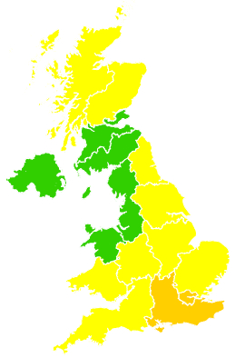 Click on a region for air pollution levels for 24/05/2009