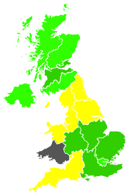 Click on a region for air pollution levels for 24/06/1988