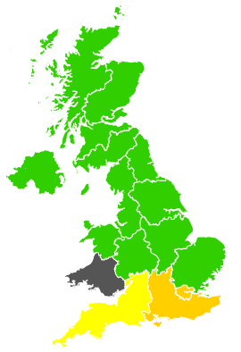 Click on a region for air pollution levels for 24/06/1992