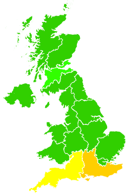 Click on a region for air pollution levels for 24/06/1993