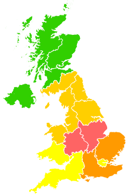 Click on a region for air pollution levels for 24/06/1994