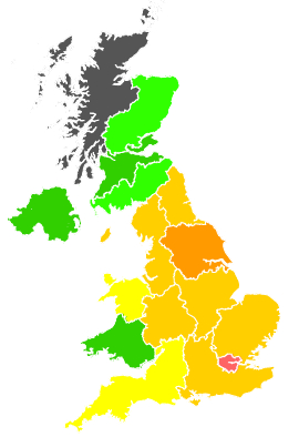 Click on a region for air pollution levels for 24/06/2001