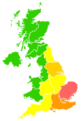 Click on a region for air pollution levels for 24/06/2005
