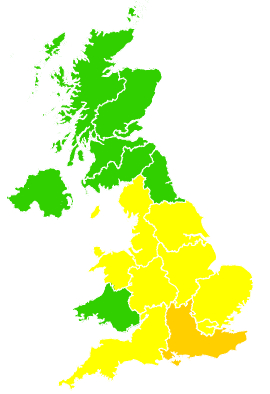 Click on a region for air pollution levels for 24/06/2008