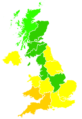 Click on a region for air pollution levels for 24/06/2009