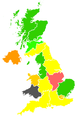 Click on a region for air pollution levels for 24/07/1990