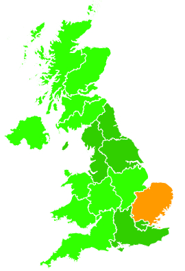 Click on a region for air pollution levels for 24/07/1992
