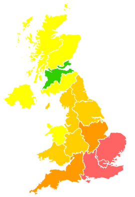 Click on a region for air pollution levels for 24/07/1994