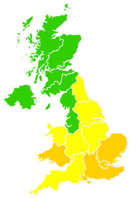 Click on a region for air pollution levels for 24/07/1997