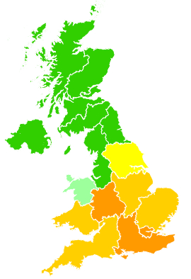 Click on a region for air pollution levels for 24/07/2008