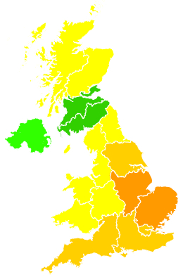 Click on a region for air pollution levels for 24/07/2019