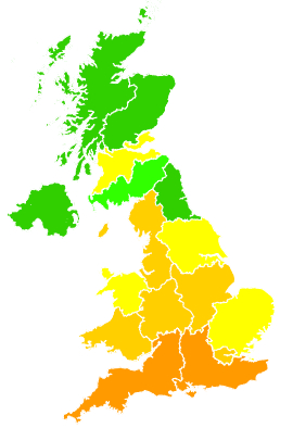 Click on a region for air pollution levels for 24/08/2000
