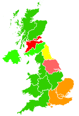 Click on a region for air pollution levels for 24/08/2001