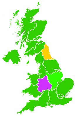 Click on a region for air pollution levels for 24/08/2005