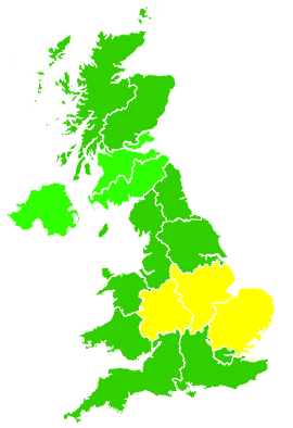 Click on a region for air pollution levels for 24/08/2007