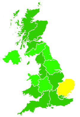 Click on a region for air pollution levels for 24/08/2009