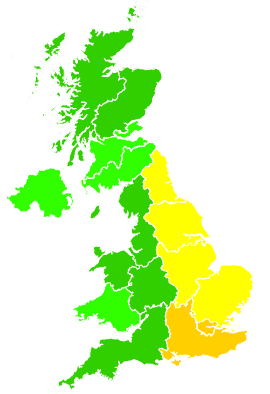 Click on a region for air pollution levels for 24/08/2013