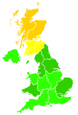 Click on a region for air pollution levels for 24/08/2015