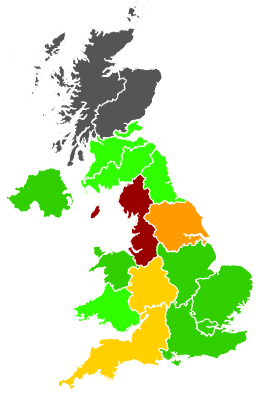 Click on a region for air pollution levels for 24/09/1993