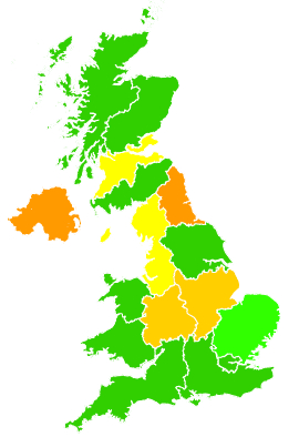 Click on a region for air pollution levels for 24/09/1994