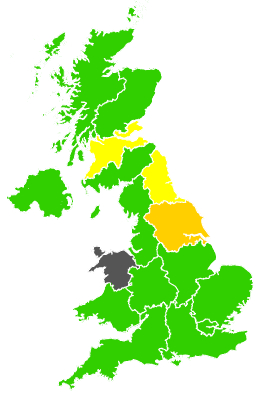Click on a region for air pollution levels for 24/09/1997