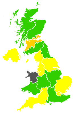 Click on a region for air pollution levels for 24/09/1998