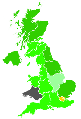 Click on a region for air pollution levels for 24/10/1991