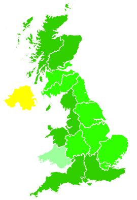 Click on a region for air pollution levels for 24/10/1992