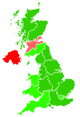 Click on a region for air pollution levels for 24/10/1993