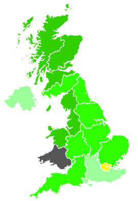 Click on a region for air pollution levels for 24/11/1988