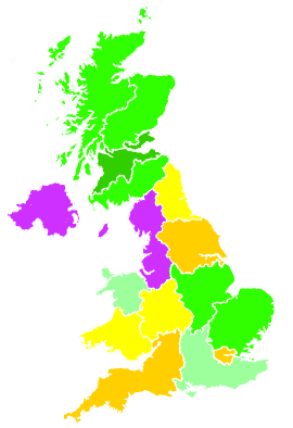 Click on a region for air pollution levels for 24/11/1993