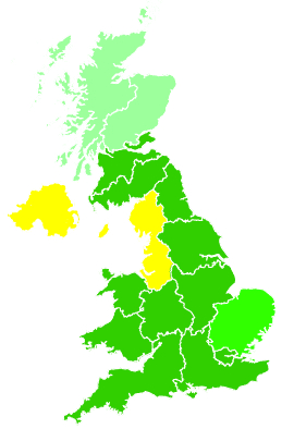 Click on a region for air pollution levels for 24/11/1994