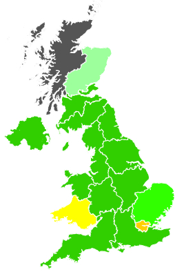 Click on a region for air pollution levels for 24/11/1999