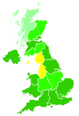 Click on a region for air pollution levels for 24/11/2003