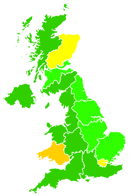 Click on a region for air pollution levels for 24/11/2015