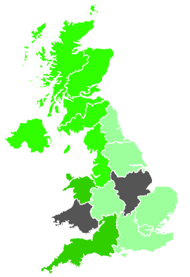 Click on a region for air pollution levels for 24/12/1987