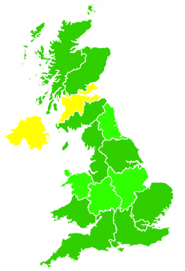 Click on a region for air pollution levels for 24/12/2009
