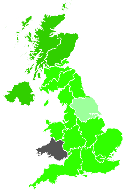 Click on a region for air pollution levels for 25/01/1989