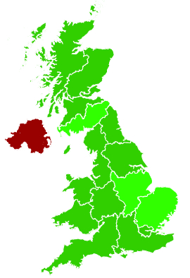 Click on a region for air pollution levels for 25/01/1995
