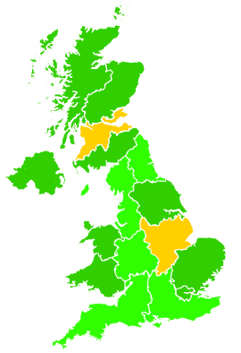 Click on a region for air pollution levels for 25/01/2010