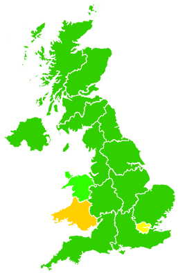 Click on a region for air pollution levels for 25/01/2017