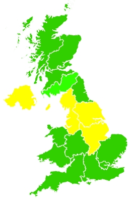 Click on a region for air pollution levels for 25/01/2022