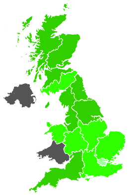 Click on a region for air pollution levels for 25/02/1988