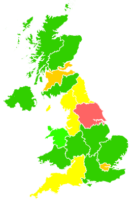 Click on a region for air pollution levels for 25/02/2003