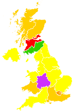 Click on a region for air pollution levels for 25/03/2003