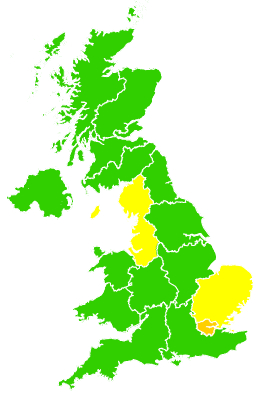 Click on a region for air pollution levels for 25/03/2005