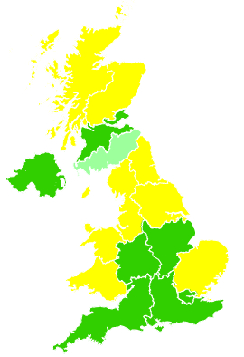 Click on a region for air pollution levels for 25/03/2008