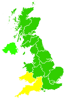 Click on a region for air pollution levels for 25/03/2010