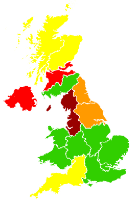 Click on a region for air pollution levels for 25/03/2012