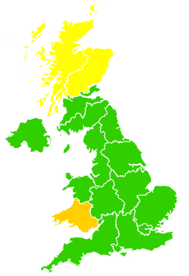 Click on a region for air pollution levels for 25/03/2021